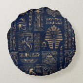大理石のエジプトのヒエログリフそして神金ゴールド ラウンドクッション (裏面)