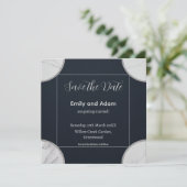 大理石のエレガントコーナーを持つ海軍ミニマルデザイン 招待状 (スタンド正面)