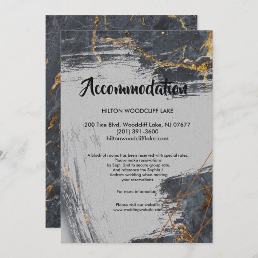 大理石のグリッタージオメトリック収容筐体 招待状 (正面/裏面)