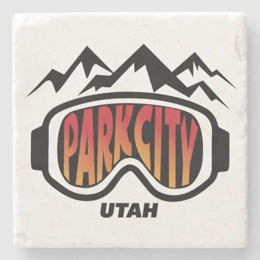 大理石のコースターのパークシティユタのスキーデザイン ストーンコースター (正面)