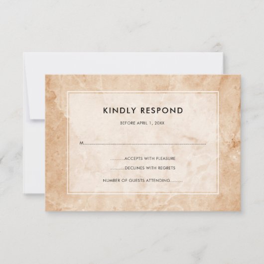 大理石のスタイリッシュ背景 |任意のイベントRSVP 出欠カード (正面)