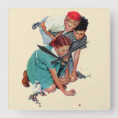 大理石のチャンピオン スクエア壁時計 (正面)