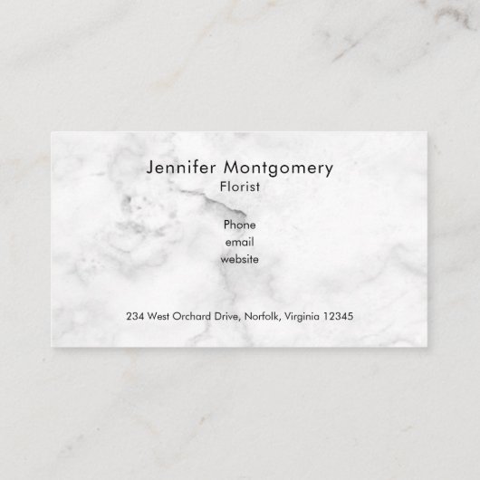 大理石のテクスチャにピンクとオレンジの花束 名刺 (裏面)