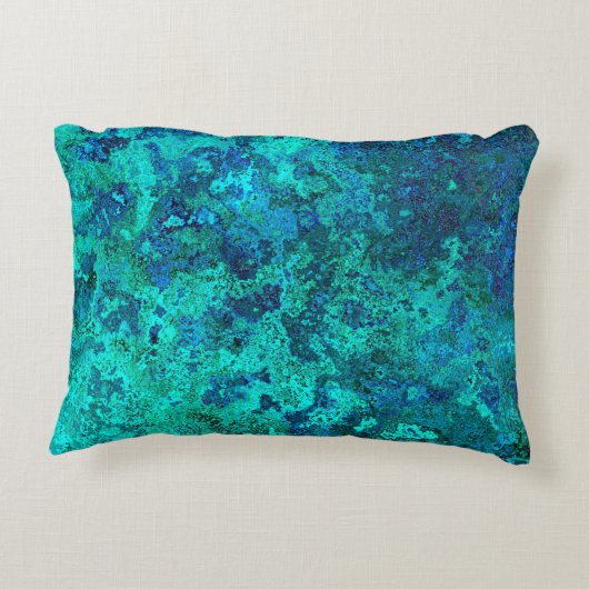 大理石のテクスチャは青く見えるターコイズ自然 アクセントクッション (裏面)