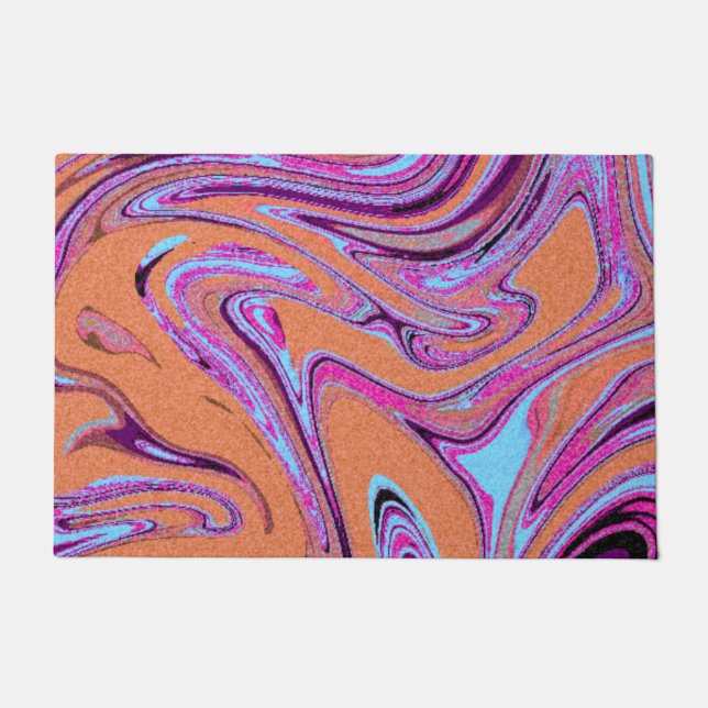 大理石のテクスチャパターカラフルンかわいい ドアマット (正面)