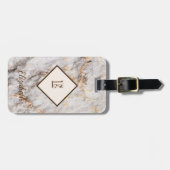 大理石のテクスチャ、モノグラムパーソナライズされた- ラゲッジタグ (正面横)