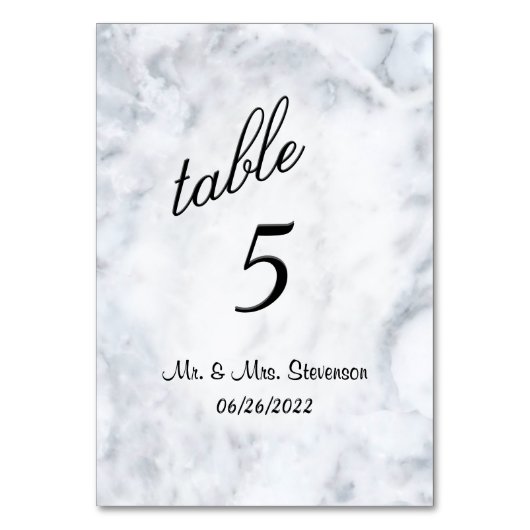 大理石のテーブルパーソナライズされた番号 テーブルナンバー (正面)