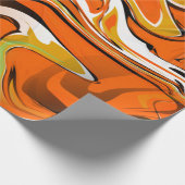 大理石のトリップ(幻覚体験)のような渦巻きプリントオレンジ ラッピングペーパー (角)