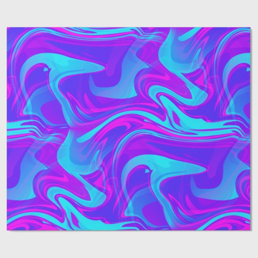 大理石のトリップ（幻覚体験）のような渦巻きプリント紫の青 ラッピングペーパー (フラット)