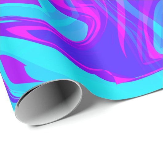 大理石のトリップ（幻覚体験）のような渦巻きプリント紫の青 ラッピングペーパー (ロールコーナー)