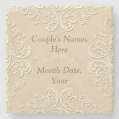 大理石のパーソナライズな結婚式のコースター ストーンコースター (正面)