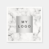大理石のビジネスロゴ白い黒 スタンダードカクテルナプキン (正面)