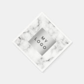 大理石のビジネスロゴ白い黒 スタンダードカクテルナプキン (角)