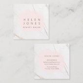 大理石のピンクの水彩 スクエア名刺 (正面/裏面)