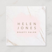 大理石のピンクの水彩 スクエア名刺 (正面)