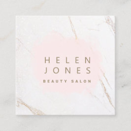 大理石のピンクの水彩 スクエア名刺