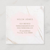 大理石のピンクの水彩 スクエア名刺 (裏面)