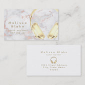 大理石のフェイク金ゴールドヘッドフォン 名刺 (正面/裏面)