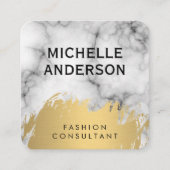 大理石のフェイク金ゴールド スクエア名刺 (正面)