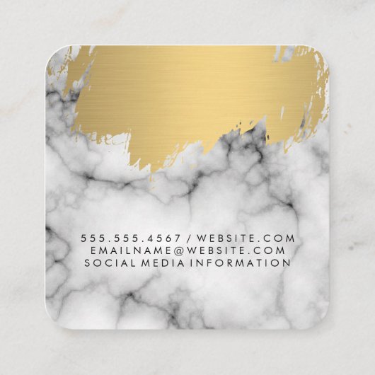 大理石のフェイク金ゴールド スクエア名刺 (裏面)