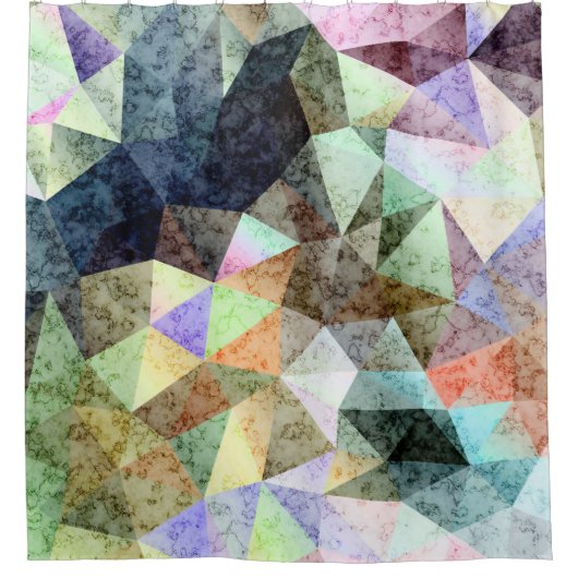 大理石のポリゴンパターン シャワーカーテン (正面)