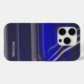 大理石のミニマルスクリプシンプルトモダンは、ネイビーブルーグレー Case-Mate iPhoneケース (裏面 (横))