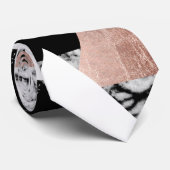 大理石のモダンな白黒のバラの金ゴールドの三角形 ネクタイ (ロール)