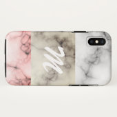 大理石のモノグラム色ブロック Case-Mate iPhoneケース (裏面(横))