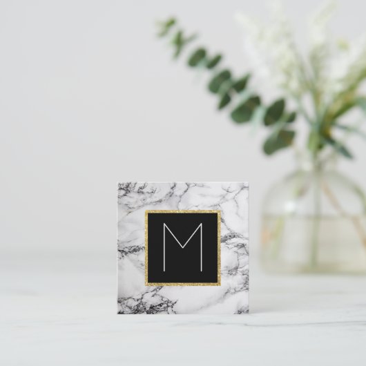 大理石のモノグラム スクエア名刺 (スタンド正面)