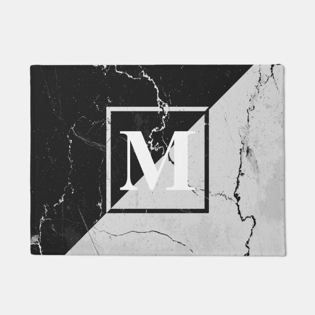 大理石のモノグラム ドアマット (正面)