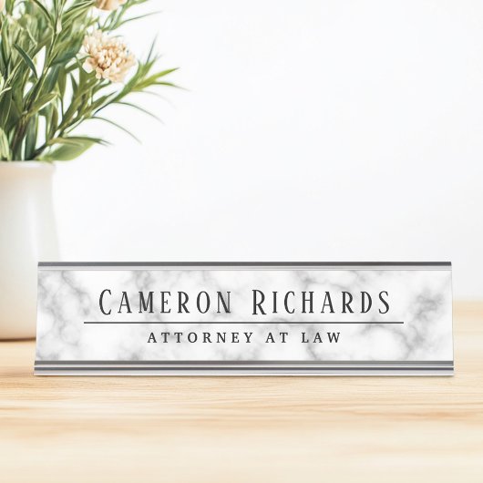 大理石のルック名とタイトルテンプレート デスクネームプレート