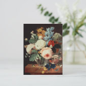 大理石のレッジに花の花瓶 ポストカード (スタンド正面)