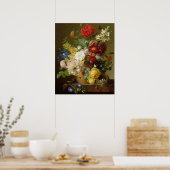 大理石のレッジの花の静止ライフ, 1800-01 ポスター (キッチン)