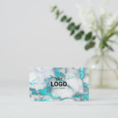 大理石のロゴティール（緑がかった色） 名刺 (スタンド正面)