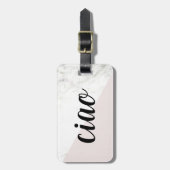 大理石の一見のCiao |のイタリア語こんにちはおよびさようなら ラゲッジタグ (正面縦)