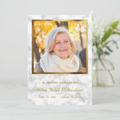 大理石の写真の記念の金ゴールドの悔やみや弔慰は感謝していしています サンキューカード (スタンド正面)