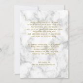 大理石の写真の記念の金ゴールドの悔やみや弔慰は感謝していしています サンキューカード (裏面)