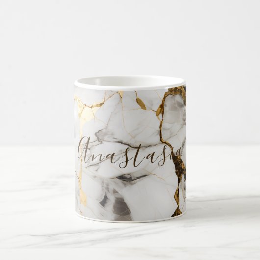 大理石の効果、金ゴールドカラーのアクセント付きマグカップ コーヒーマグカップ (中央)