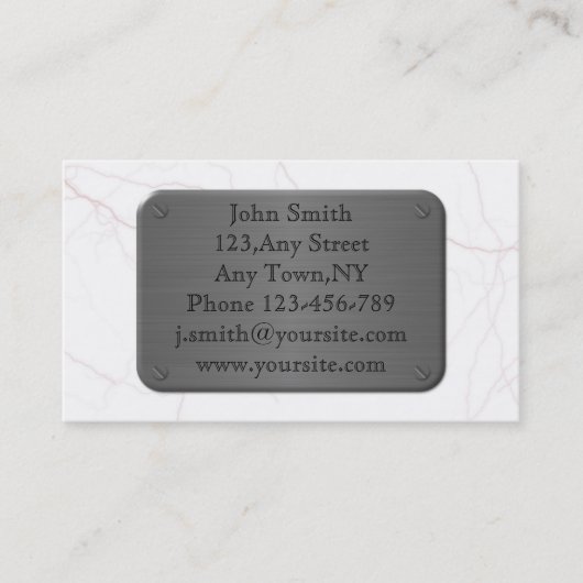 大理石の名刺のテンプレートで金属板 名刺 (正面)