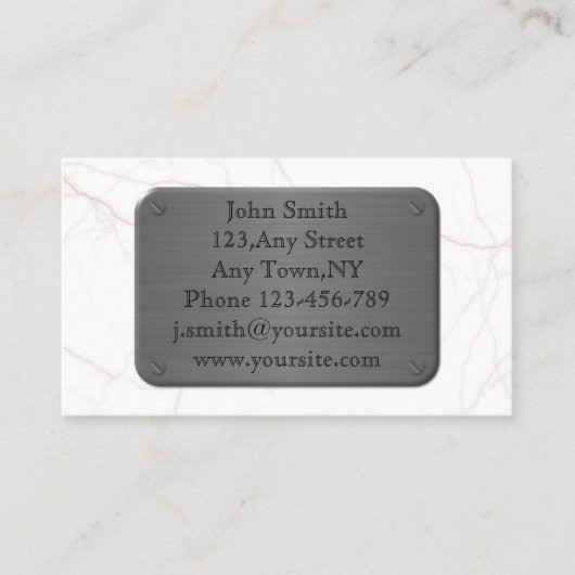 大理石の名刺のテンプレートで金属板 名刺 (正面)