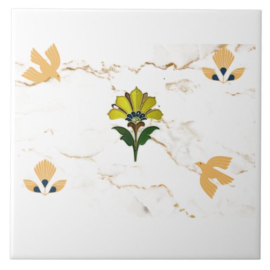 大理石の外観にアールフェイクデコのモチーフ タイル (正面)