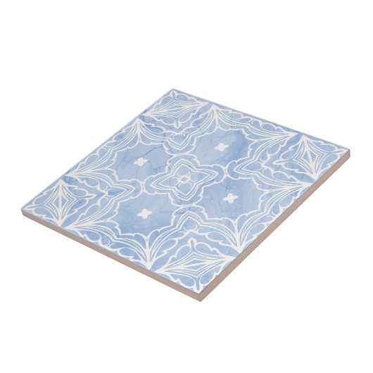 大理石の外観を持つ青い白の対称パターン タイル (側面)