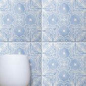 大理石の外観を持つ青い白の対称パターン タイル