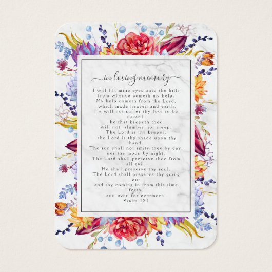 大理石の多肉写真記念祈りの言葉カード (裏面)