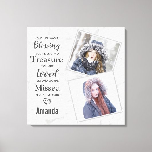 大理石の家族フォトメモリアル キャンバスプリント (正面)