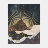 大理石の山々と星空のゴールデンサンライズ フリースブランケット (正面)
