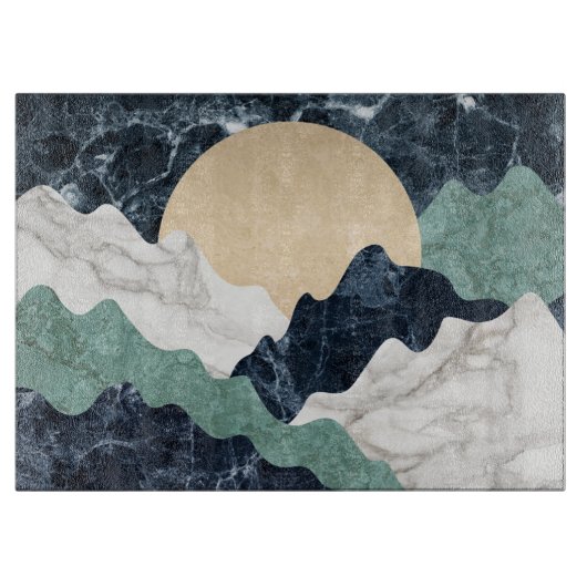 大理石の山の風景 カッティングボード (正面)