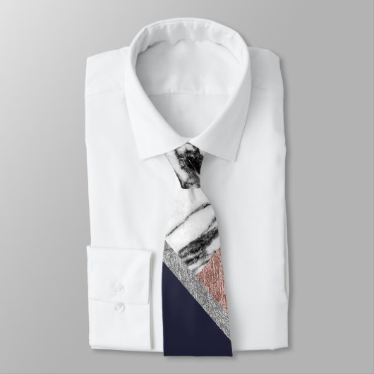 大理石の幾何学的なばら色の金ゴールドの濃紺の三角形 ネクタイ (タイ)