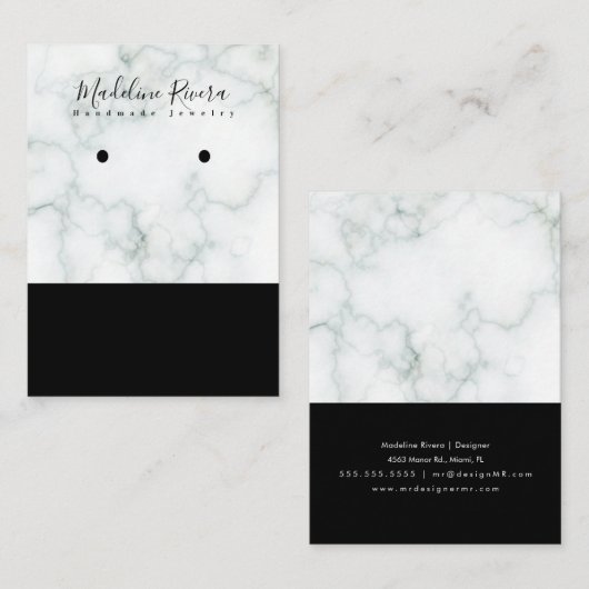 大理石の手作りアーティザンイヤリングディスプレイカード コーリングカード (正面/裏面)