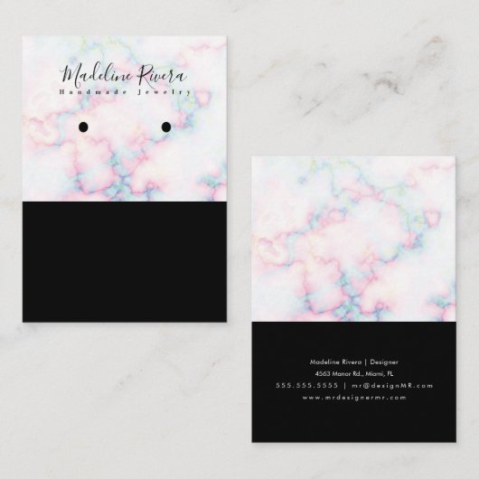 大理石の手作りアーティザンイヤリングディスプレイカード コーリングカード (正面/裏面)